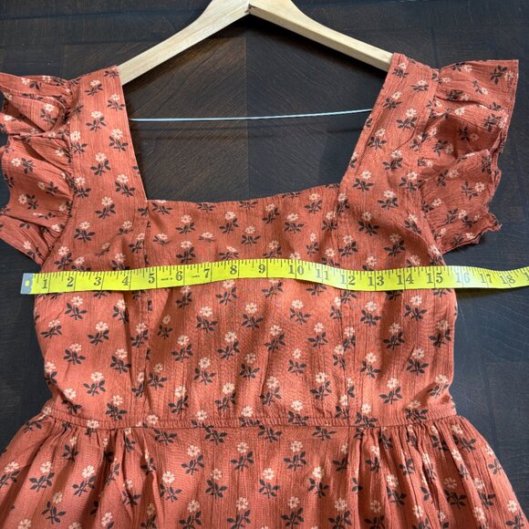 Madewell Ruffle-Strap Tiered Midi Dress in Wild Calendula Block-Print Sz M - Picture 11 of 13